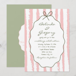 Invitación Bodas caprichosas con rayas pintadas a mano y escr
