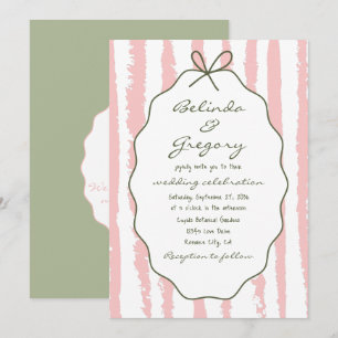 Invitación Bodas caprichosas con rayas pintadas a mano y escr