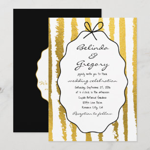 Invitación Bodas caprichosas con rayas pintadas a mano y escr