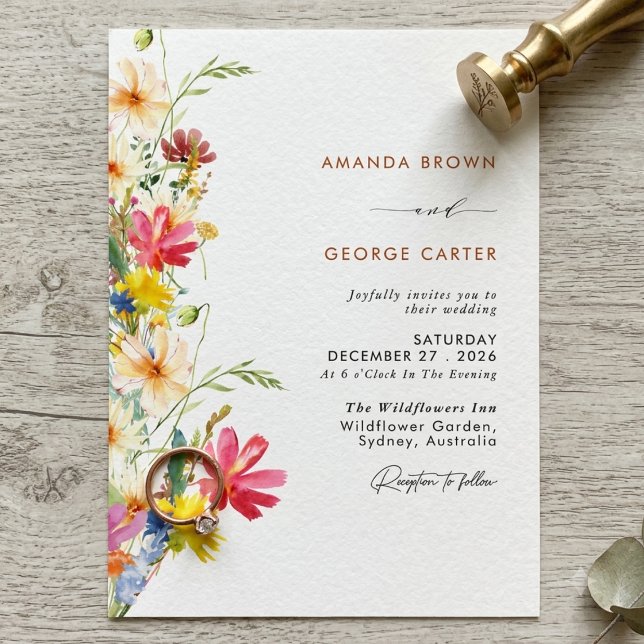 Invitación Bodas Clásicas Botánicas de Flores Silvestres de V (Subido por el creador)