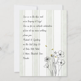Invitación Bodas con Abejas Modernas Escritas a Mano Dibujada