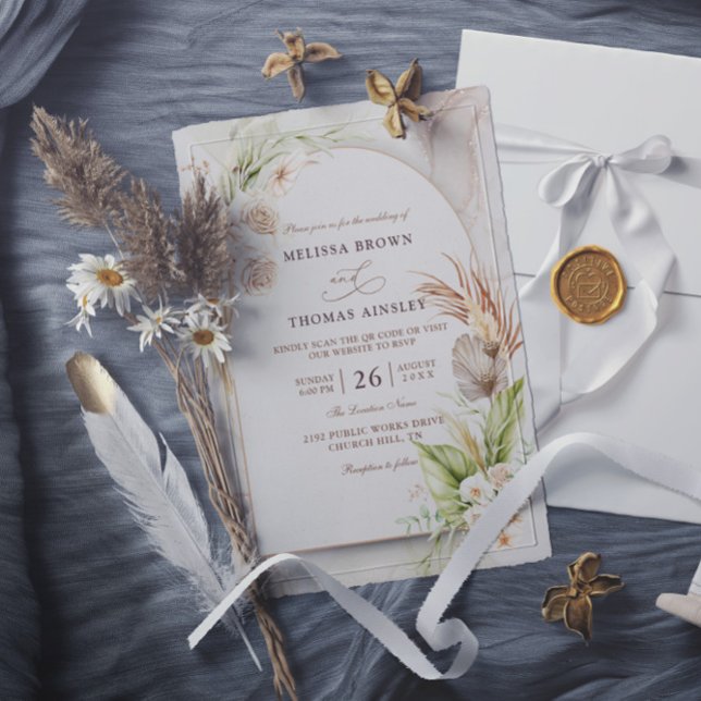 Invitación Bodas con Código QR de Presupuesto de Flores de Pa (Subido por el creador)