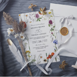 Invitación Bodas con código QR elegante moderno y flores silv