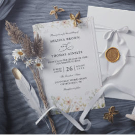 Invitación Bodas con código QR elegante moderno y flores silv