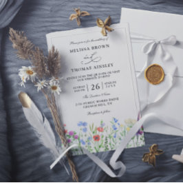 Invitación Bodas con código QR elegante moderno y flores silv
