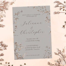 Invitación Bodas con flores silvestres rústicas elegantes let