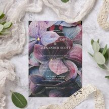 Bodas con Foto de Hortensias Dorado Azul Lavanda M