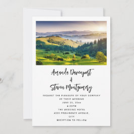 Invitación Bodas con foto de naturaleza escénica de colinas o