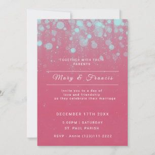 Invitación Bodas con luces rosadas y azules y brillo