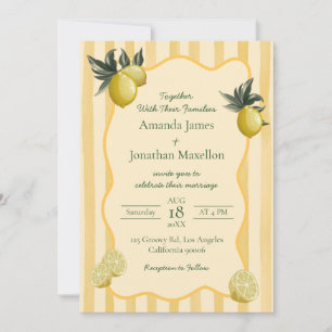 Invitación Bodas con Rayas Amarillas y Limones