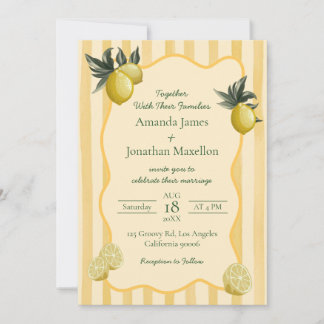 Invitación Bodas con Rayas Amarillas y Limones