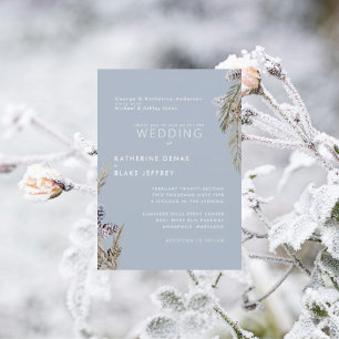 Invitación Bodas Conos de Pino Nevados Azules Helados