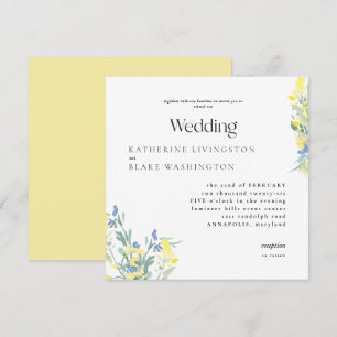 Invitación Bodas Cuadradas de Flores Silvestres Amarillas y A