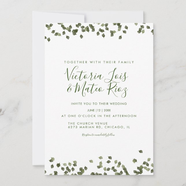 Invitación Bodas de Acuarela de Otoño de Hojas que Caen (Anverso)