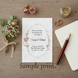 Invitación Bodas de amapolas rosadas con presupuesto en blanc