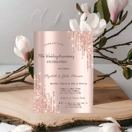 Invitación Bodas de aniversario modernas con destellos en oro