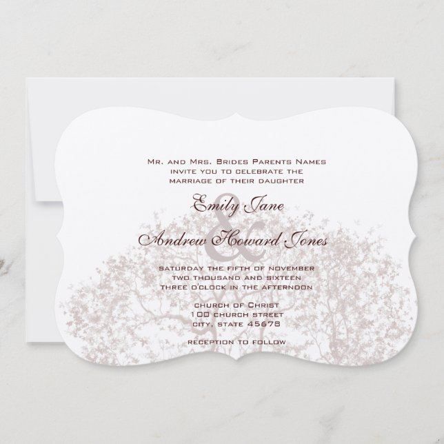 Invitación Bodas de árbol marrón (Anverso)