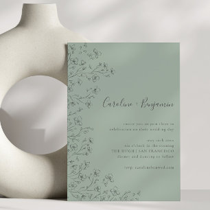 Invitación Bodas de Arte de Línea Floral Boho Minimalista Ver