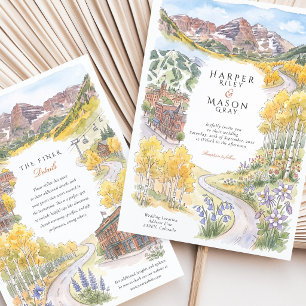 Invitación Bodas de Aspen Colorado Maroon Bells Otoño Aspen