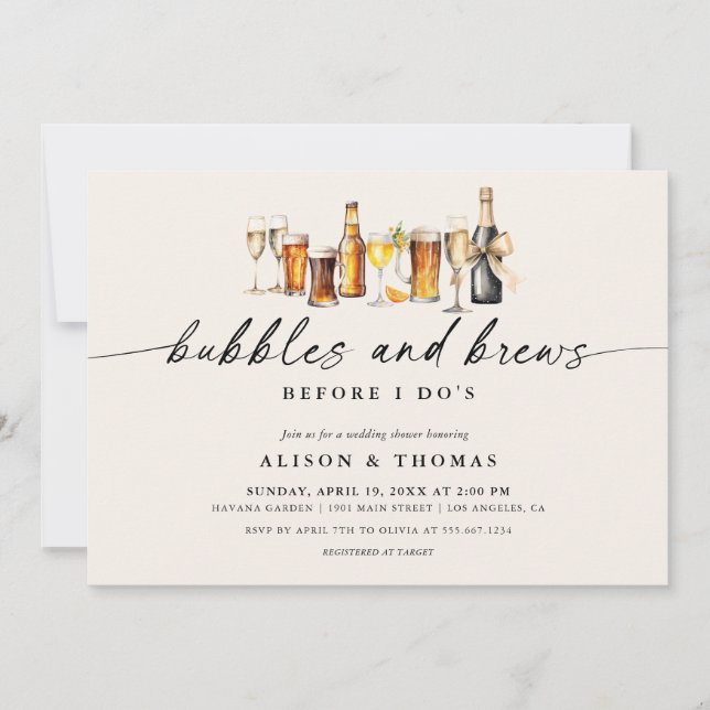 Invitación Bodas de Burbujas y Cervezas | Fiesta de Compromis (Anverso)