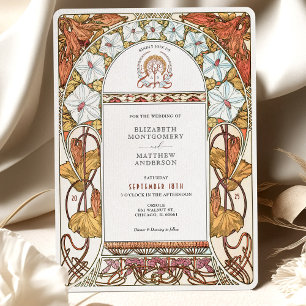 Invitación Bodas de Campanillas Blancas y Lirios Naranjas