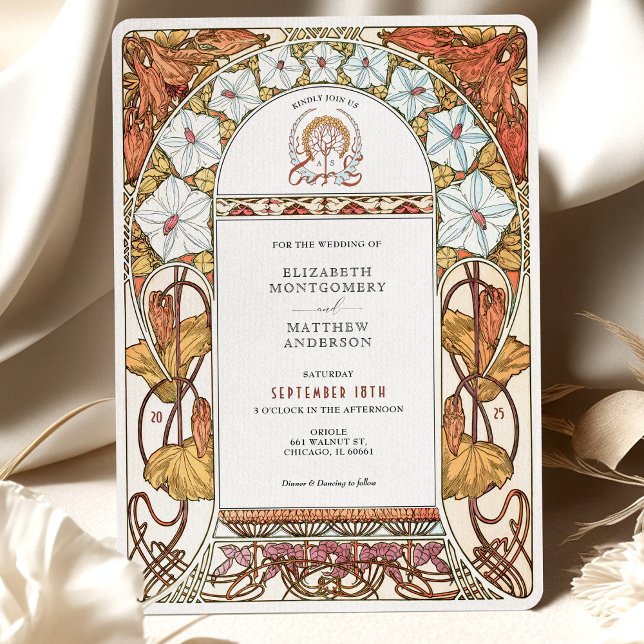 Invitación Bodas de Campanillas Blancas y Lirios Naranjas (Subido por el creador)