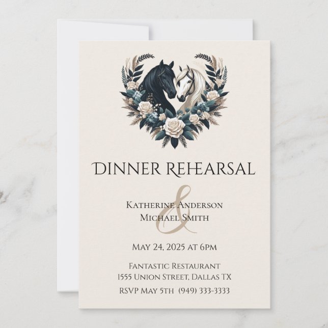 Invitación Bodas de campo-caballos enamorados (Anverso)