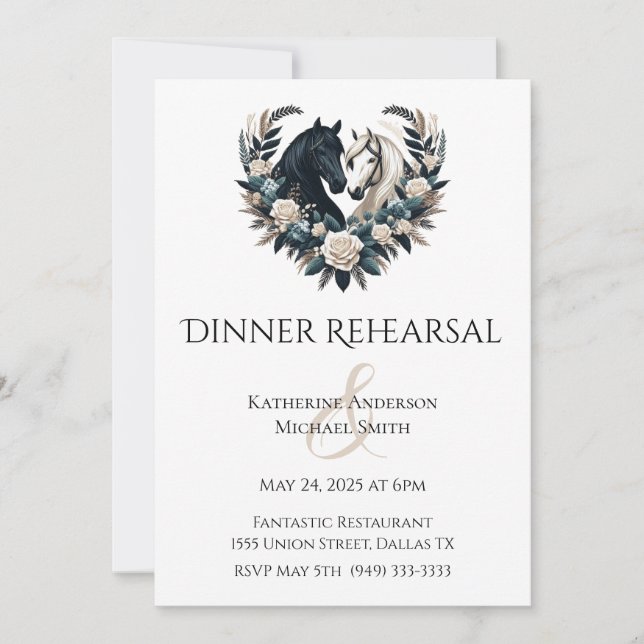 Invitación Bodas de campo-caballos enamorados (Anverso)