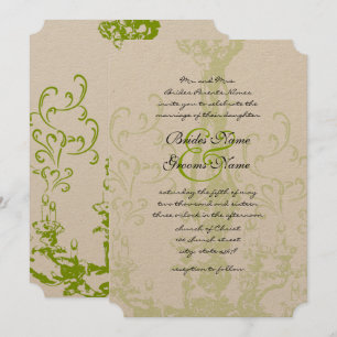 Invitación Bodas de candelabro de antigüedades de Apple Green