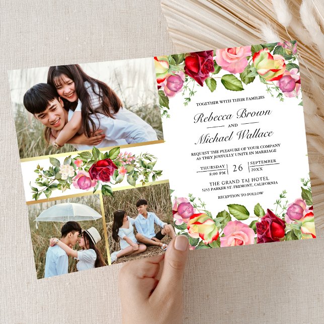 Invitación Bodas de código QR de rosas rojas rosadas romántic (Subido por el creador)