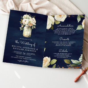 Invitación Bodas de código QR en tarro de Mason de rosas blan