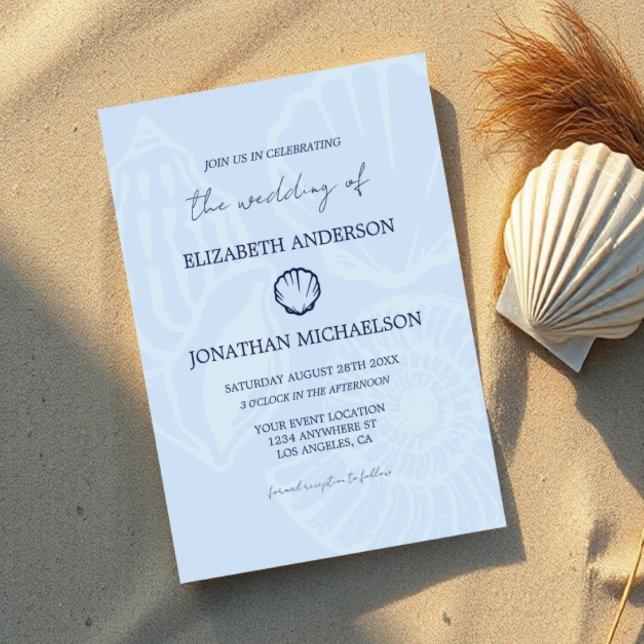 Invitación Bodas de conchas azules costeras (Subido por el creador)