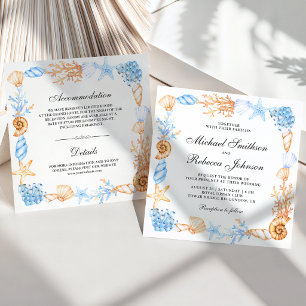 Invitación Bodas de Conchas Náuticas en un Solo Marco
