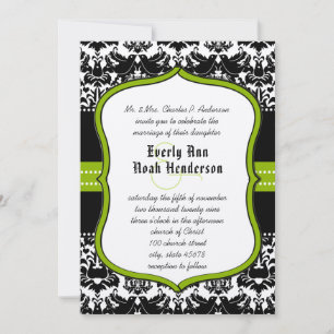 Invitación Bodas de Damasco Pájaros del Amor Verde Manzana Ne