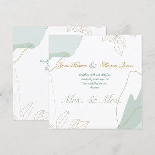 Invitación Bodas de dos novias lesbianas con acuarela y veget