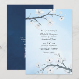 Invitación Bodas de Flor de Cerezo Blanca con Código QR para 