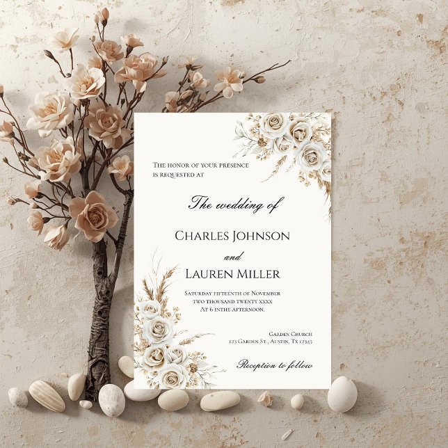 Invitación Bodas de Flores Beige (Subido por el creador)