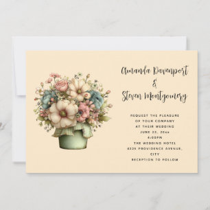 Invitación Bodas de flores caprichosas en una maceta