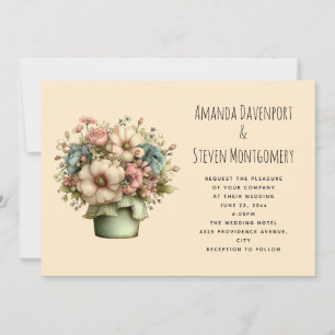 Invitación Bodas de flores caprichosas en una maceta