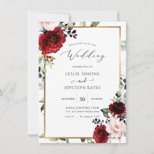 Invitación Bodas de flores de acuarela apasionadas de PixDezi