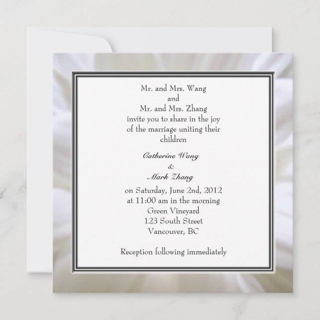 Invitación bodas de flores de margarita blanca (Anverso)
