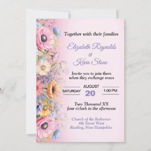 Invitación Bodas de Flores Pastel Hermosas