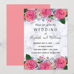 Invitación Bodas de flores rosadas reales lindas