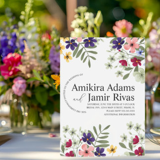 Invitación Bodas de flores silvestres audaces y brillantes