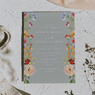 Invitación Bodas de flores silvestres audaces y coloridas con