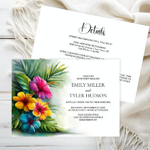 Invitación Bodas de flores tropicales y follaje todo en uno