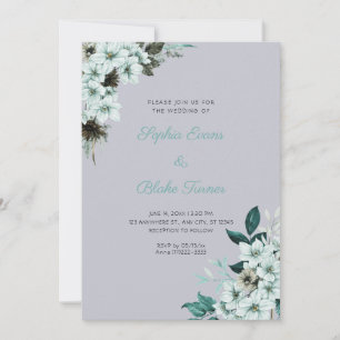 Invitación Bodas de Flores Verdes Rústicas Boho Gris Nube