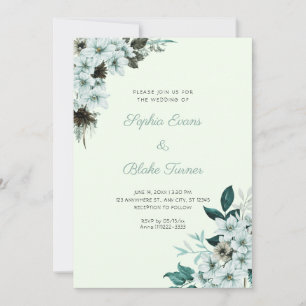 Invitación Bodas de Flores Verdes Rústicas Boho Verde Claro