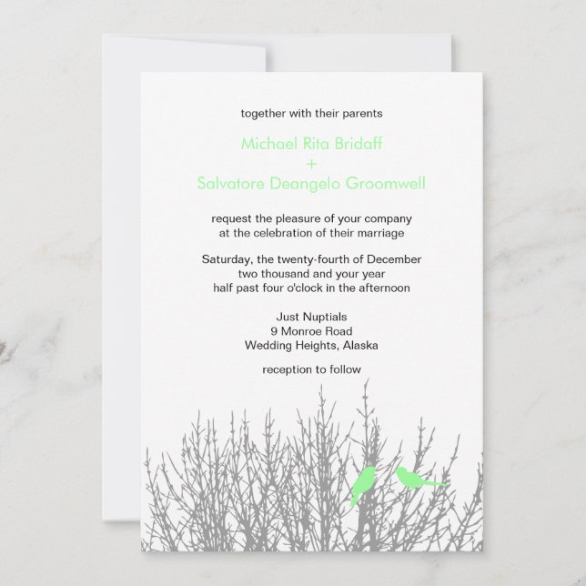 Invitación Bodas de fondo de invierno verde de menta DIY Invi (Anverso)