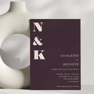 Invitación Bodas de Foto de Invierno de Ciruelas con Iniciale